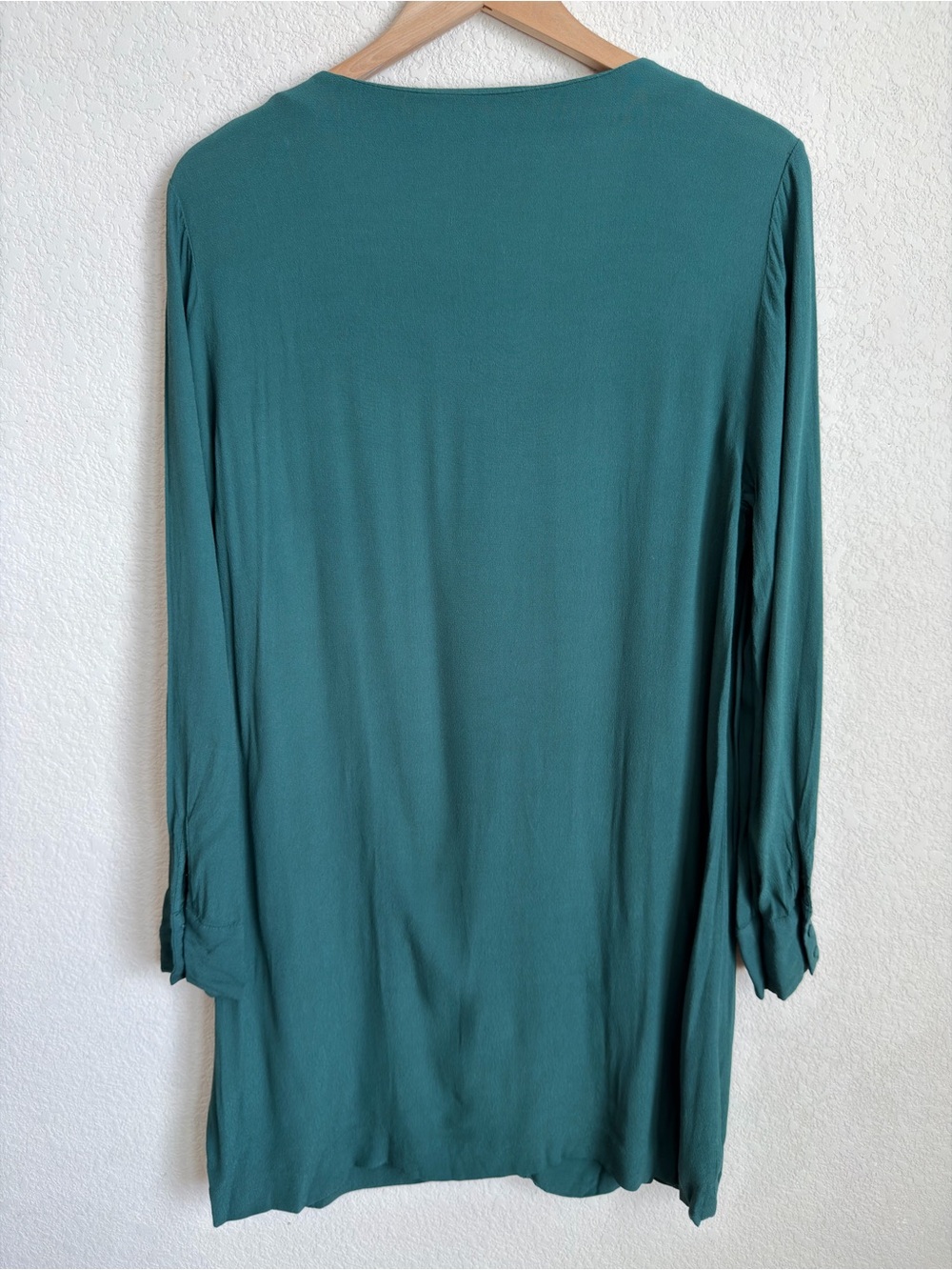 Madewell Novel Button Front Mini Dress Large Green V Neck Viscose Boho Aesthetic - Picture 11 of 13